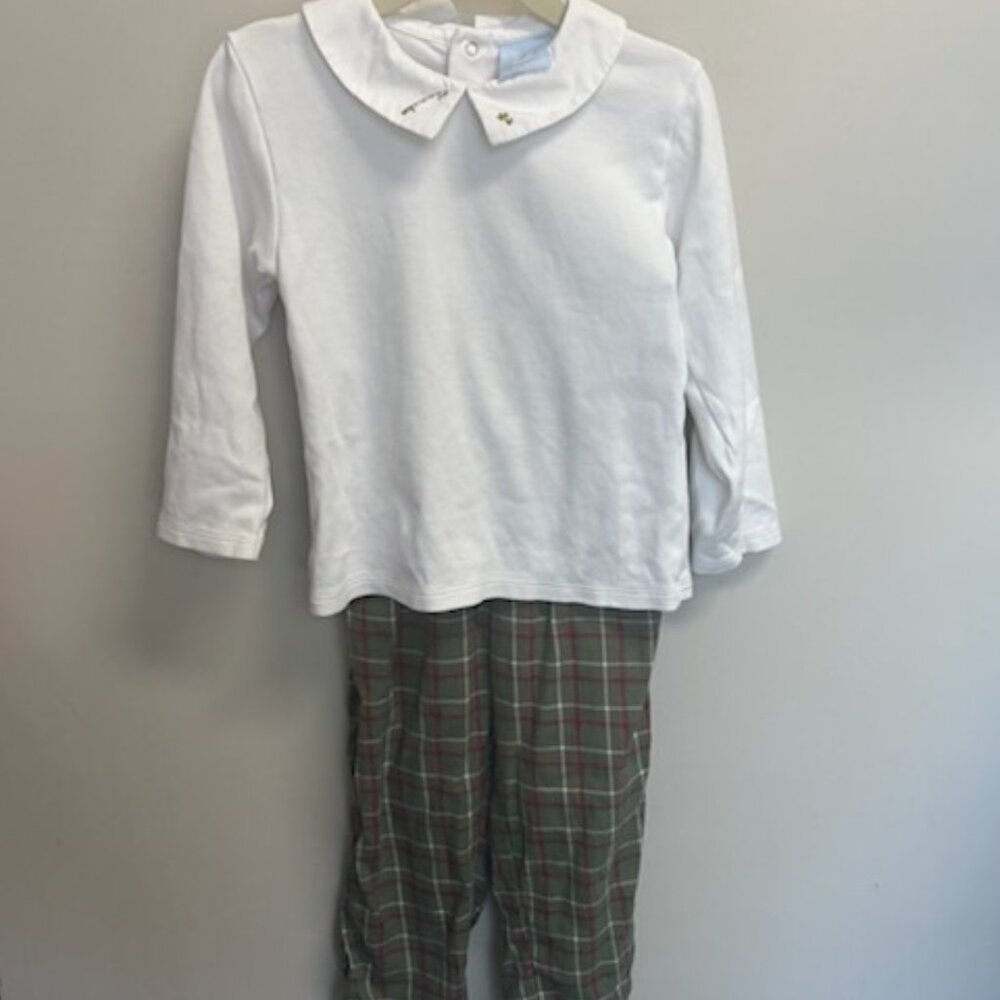 Bella Bliss 2 piece LS Fishing Motif Shirt with Plaid Pants -3T